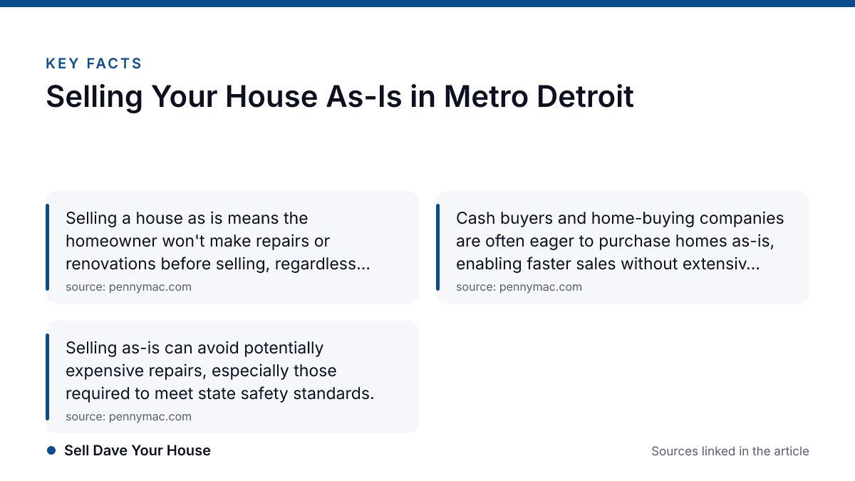 Key facts: Selling Your House As-Is in Metro Detroit