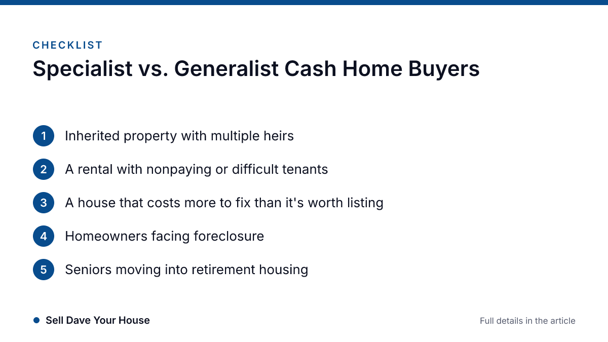 Checklist: Specialist vs. Generalist Cash Home Buyers