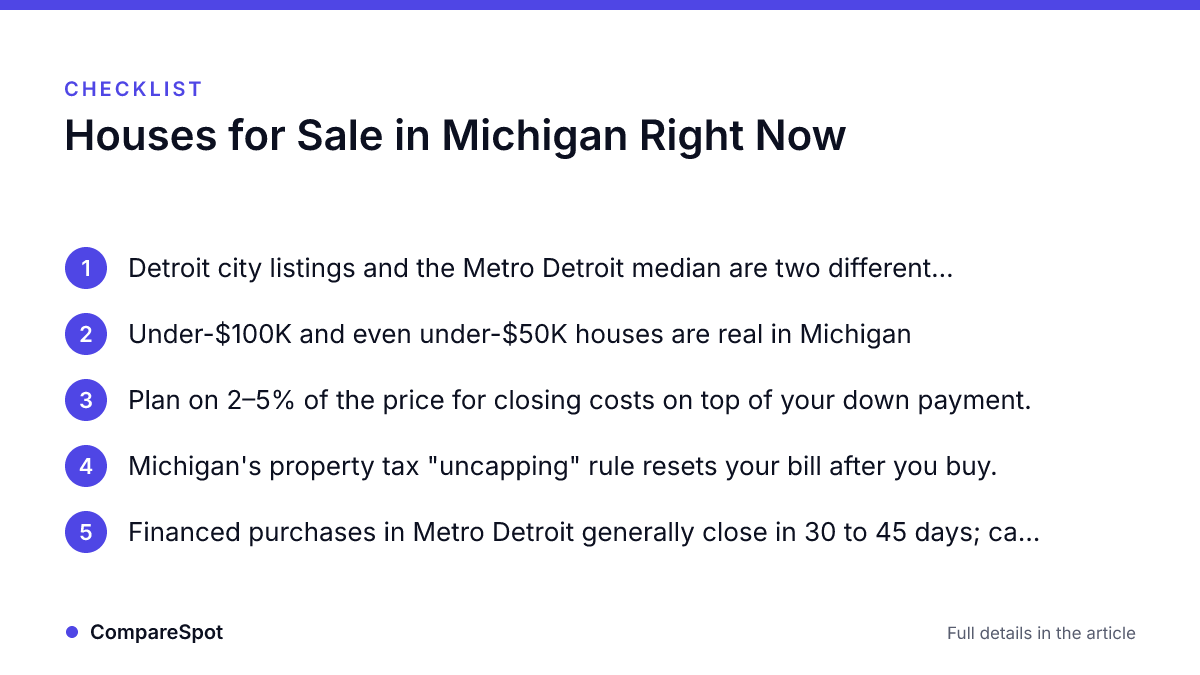 Checklist: Houses for Sale in Michigan Right Now